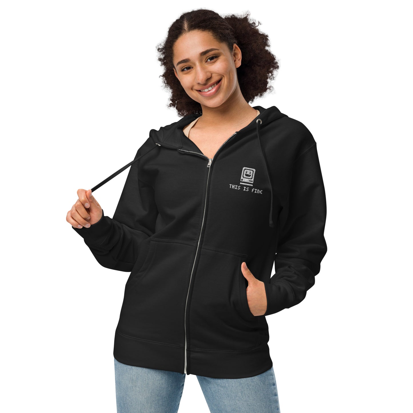 THIS IS FINE_zip up hoodie